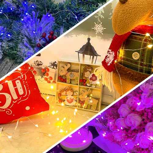 10 Pack Fairy Lights Battery Operated String Lights, 10 LED on 3.3ft Silvery Copper Wire£¬for Flowers Gift Box Wedding Party Christmas Decoration (Polychrome, 10 Pack)