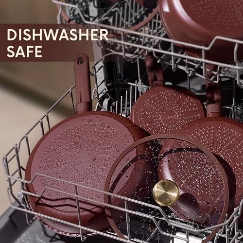Red 16-Piece Cookware Set with Non-Stick Pots & Pans - Heavy-Duty, Oven Safe
