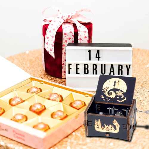 Vintage Laser Engraved NBC Hand Cranked Music Box Plays The Melody - This is Halloween, for Boys Girls Women, Gift Ideal for Christmas Birthday Valentine's Day Anniversary