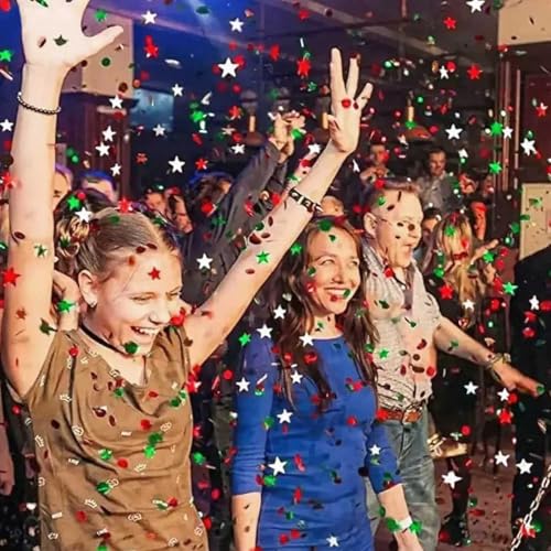 Red White Green Star Confetti 0.78inch/2cm 8000PCS Table Confetti for Christmas Party Birthday Decoration or Filled Balloons