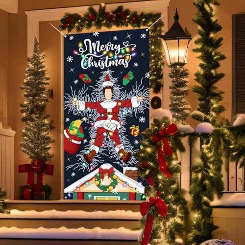 Merry Christmas Decorations Christmas Vacation Door Cover Xmas Front Door Banner Decorations Funny Hanging Banner for Home Holiday Christmas Decor