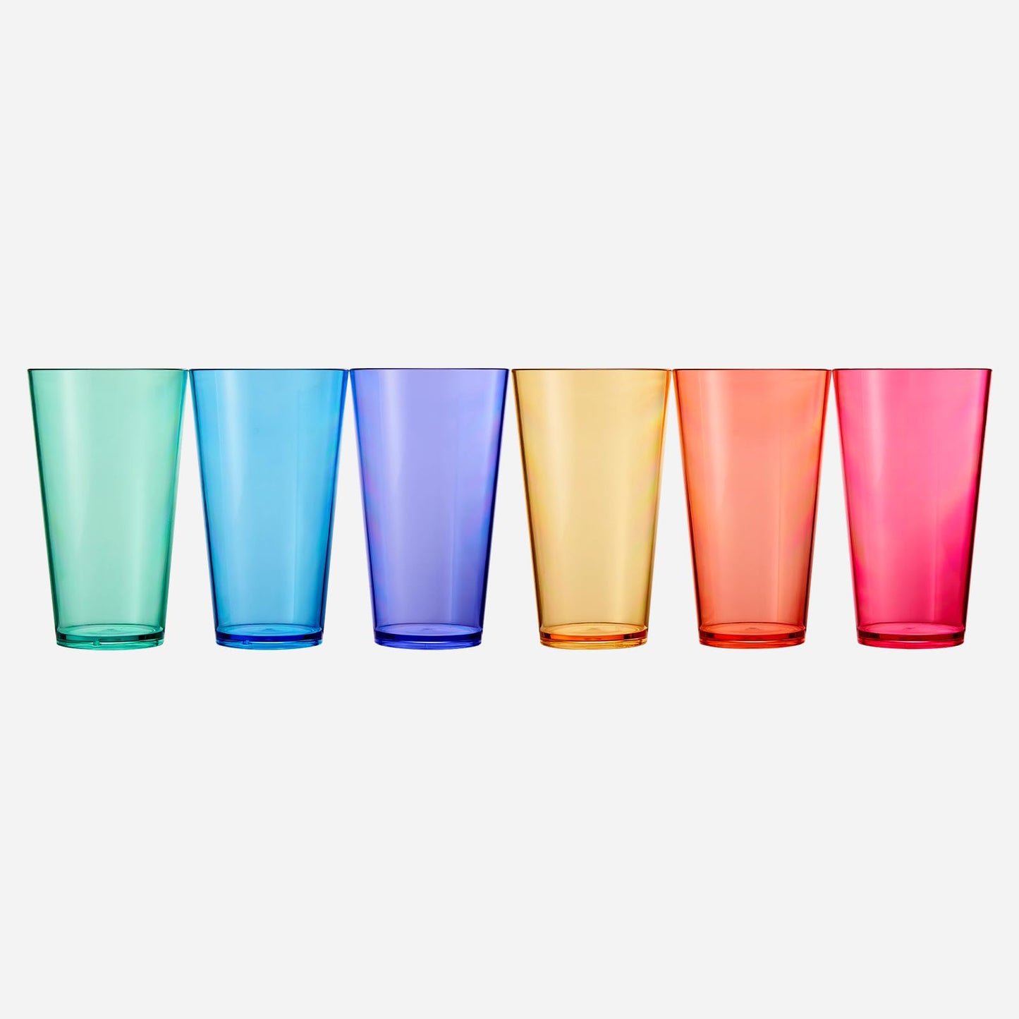 Khen Classic Plastic Reusable Drinking Glasses (Set of 6) Restaurant Cups Style 20 oz Acrylic Unbreakable Water Tumbler, Juice, Wine Cups | BPA-Free | Top-Rack Dishwasher Safe, Tritan Shatterproof