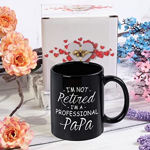 WENSSY Black Retirement Mug for Papa - I'm Not Retired I'm a Professional Dad 11 Oz