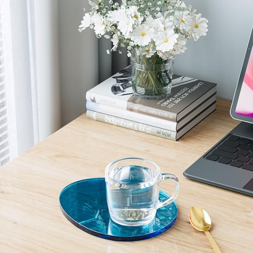 Leadiy Acrylic Coaster Decorative Plates, Irregular Bar Drink Coaster, Clear Cloud Shape Coffee Cup Coaster, Perfect for Tabletop Protection and Accessories Display.(Iridescent)