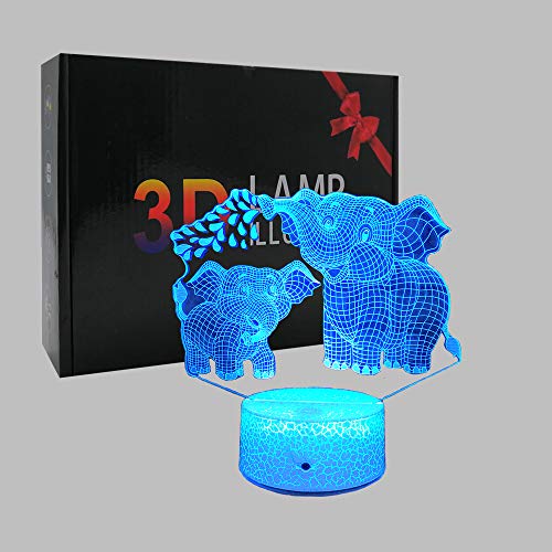 Elephant 3D Night Light for Kids 3D Lamp with 16 Colors Changing Remote Control Elephant Toys 10 9 3 5 2 8 1 7 6 4 Year Old Girls Women Baby Boys Gifts