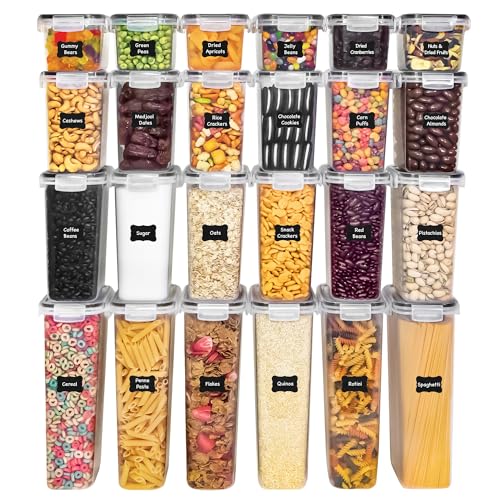 Airtight Food Storage Containers Set - 48 pcs Kitchen Organization with Lids, Labels, Marker & Measuring Spoons - One Size