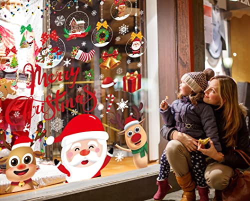 Funnlot Christmas Window Clings - 10 Sheets Holiday Decorations for Windows & Mirrors