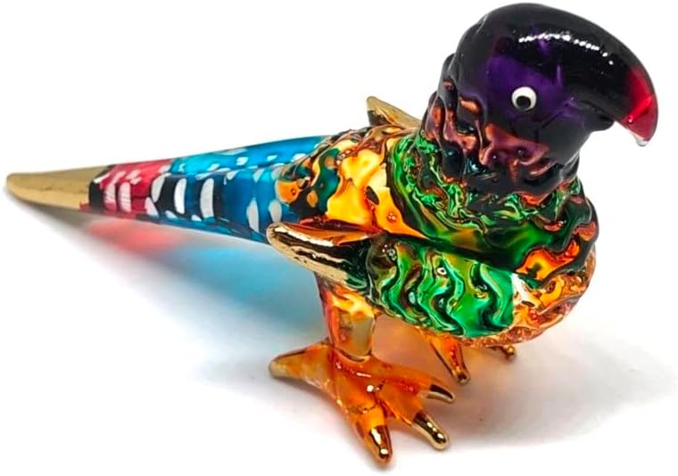 Miniature Blue Parrot Glass Figurine - Handmade Collectible for Dollhouses & Decor