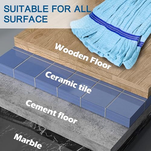 10-Pack Large Microfiber Mop Refill Heads - 400 GSM Commercial Wet Mop Replacement - Blue - Variation of THIS listing