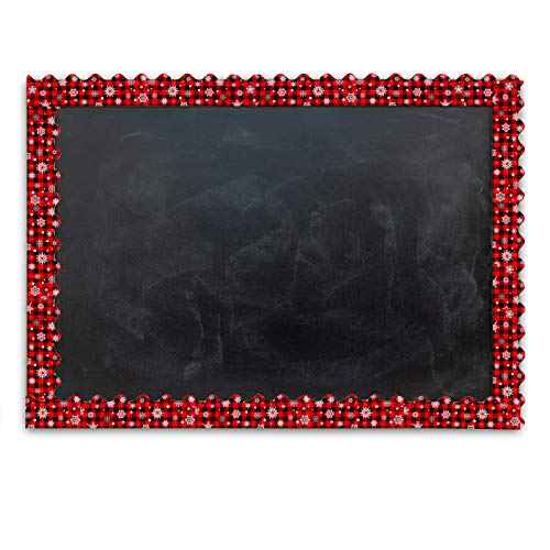 Elcoho Christmas Bulletin Board Border Red and Black Plaid with Snowflake Wave Border Trim for Classroom Decoration, 65.6 feet