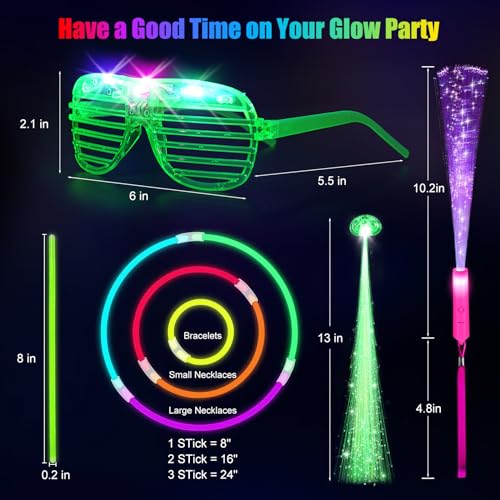 Glow in the Dark Party Supplies Set for Indoor Outdoor Events - Assorted