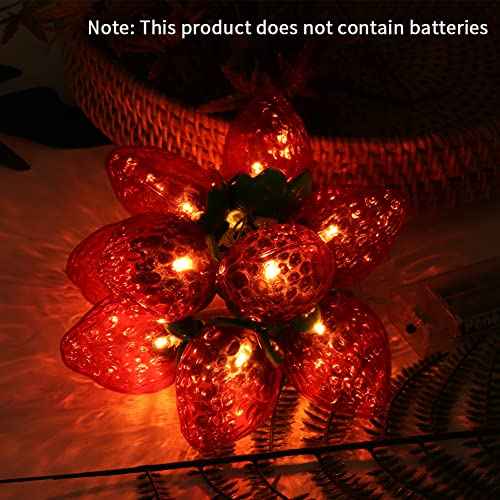 1.5 M/59 Inch Strawberry String Lights, 10 LEDs Strawberry Lights, LED Fairy Lights Fruit Strawberry String Lights for Wedding Home Birthday Garden Yard Patio
