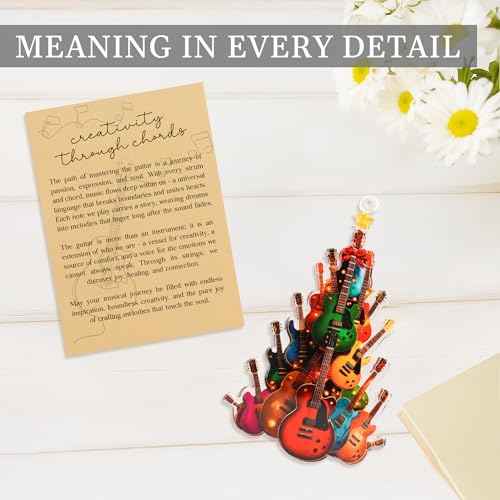 2D Flat Music Ornaments for Christmas Tree, Music Gifts for Men, Women, Techer, Musical Gifts for Musincians, Choir, Producer, Instruments, Piano, Guitar Lover, Singing Trinkets Themed Decor (Guitar)