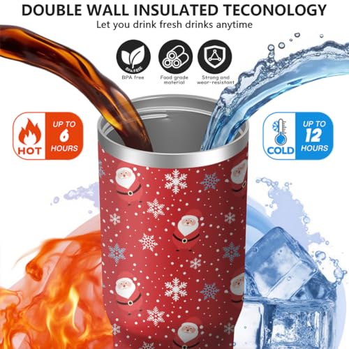 Kearscupra 30oz Santa Claus Tumbler with Handle & Flip Straw - Christmas Insulated Stainless Steel Travel Mug