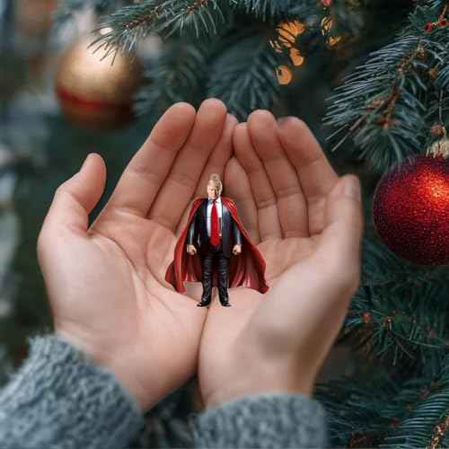 Funny President Donald 2025 Ornaments, 2D Flat President Donald Decor for Car, Funny Christmas Tree Ornaments, Donald 2028 Merchandise(2PCS Super Hero)