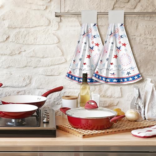 Giwawa America Flag Kitchen Hanging Towels Set of 2 Memorial Day