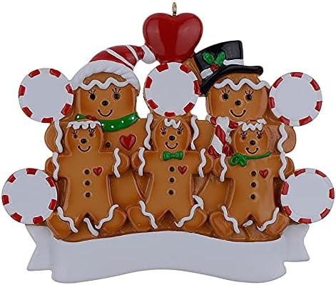 Personalized Gingerbread Family of 6 Christmas Ornaments - Unique Keepsake Gifts