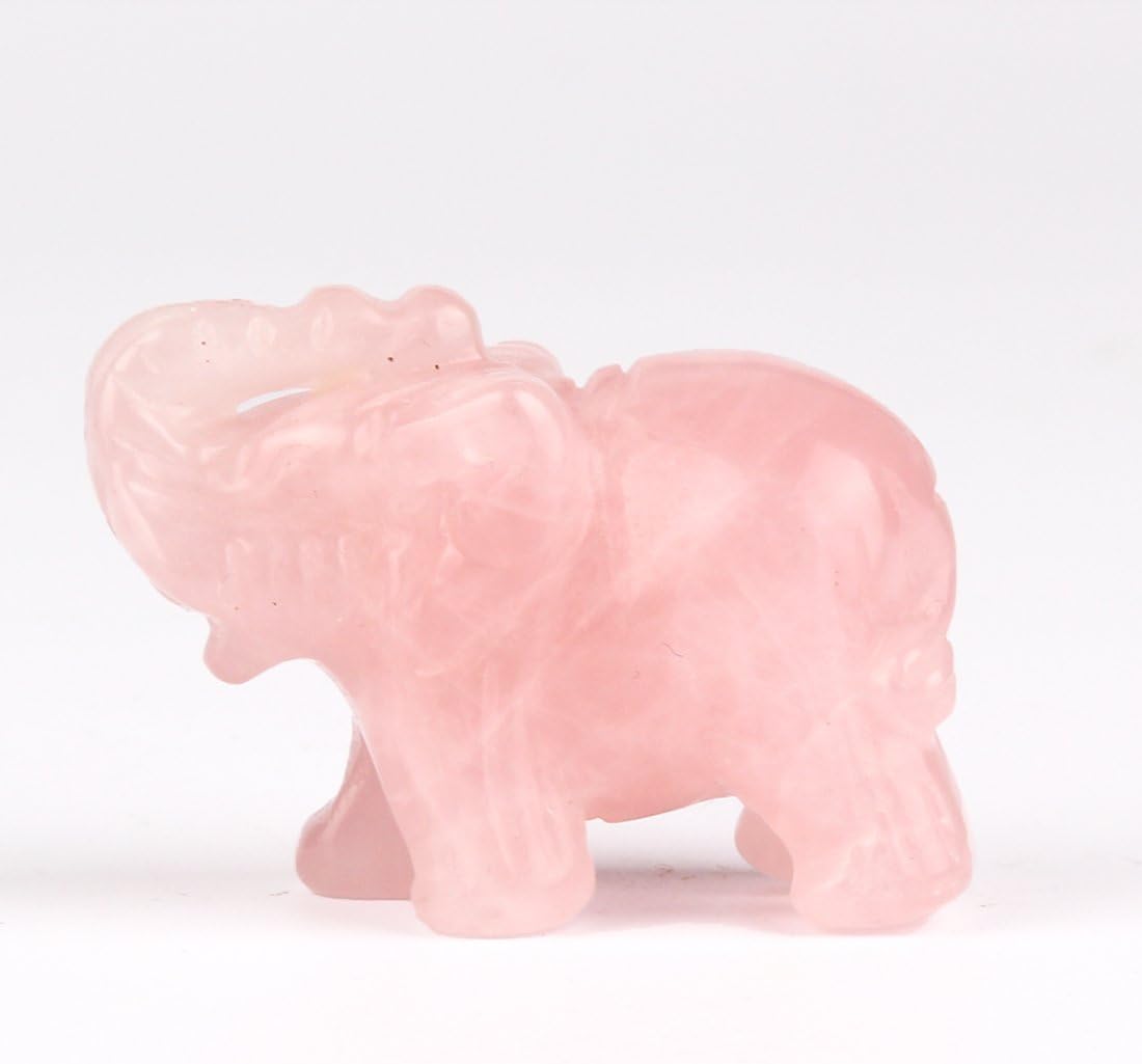 Opal Opalite Elephant Statue - 1.5" Natural Stone Carved Figurine for Chakra Healing