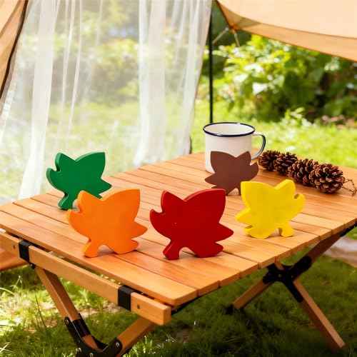 LWINGFLYER Wooden Fall Leaves Decorations Christmas Table Deco Autumn Harvest Maple Leaves Decoration Centerpiece for Office Kitchen Party Autumn Harvest Maple Block Sign£¨5PCS £©