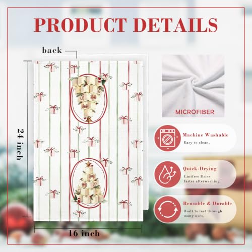 TLOJG Christmas Tree Hand Towel 16x24 in - Microfiber Kitchen & Decor Towel (Roll of Paper variant)