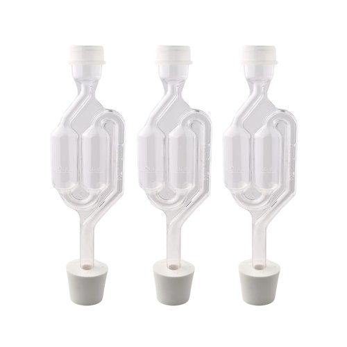 Fastrack Airlocks for Fermenting (Set of 3) | Bubble Airlock for Wine Making and Beer Making | BPA-Free S-Shaped | Used for Brewing Wine, Beer, Pickles & More | Transparent