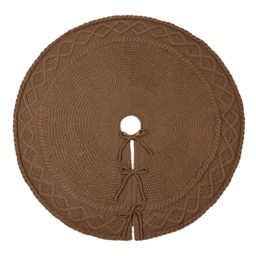 LimBridge Knit Christmas Tree Skirt 36 Inch Farmhouse Decor Neutral Rustic Holiday Accent