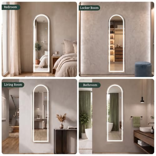 SageNest Arched LED Full Length Mirror 60x16 with Lights, Modern Floor Mirror