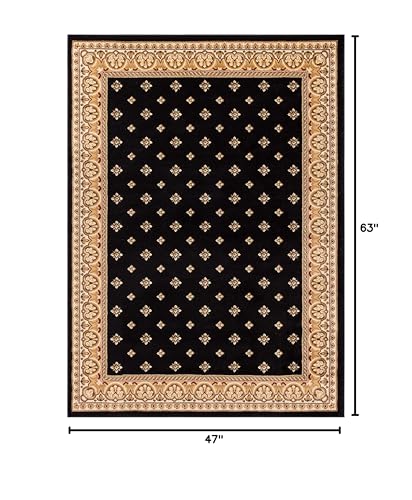 Well Woven Barclay Collection Hudson Terrace Black 4x5 Area Rug - for Entryways, Small Bedrooms, Living Rooms