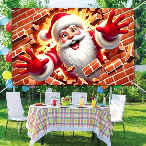 Christmas Backdrop 71 x 43 in Santa Claus Holiday Banner for Indoor Outdoor Use