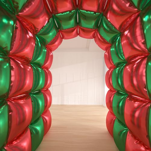 Red & Green Square Foil Balloons Kit for Christmas & Party Decor - 36pcs