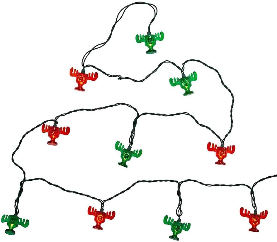 National Lampoon Moose Mug Light Set - 10-Count Red & Green Holiday Lights