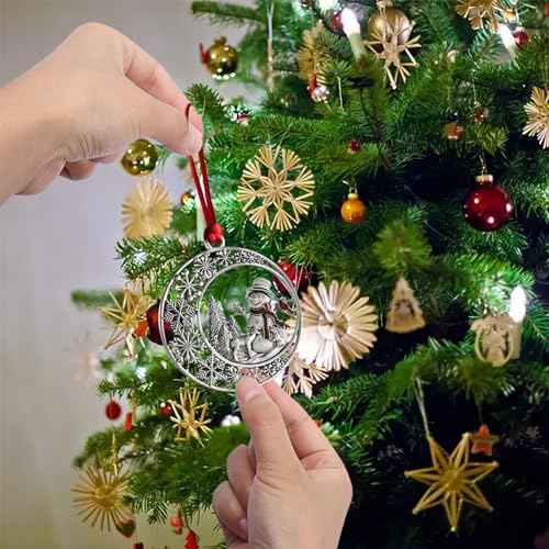 Christmas Ornaments, 2025 Solid Pewter Christmas Tree Ornament Handcrafted Metal DIY Hanging Craft Collectibles for Xmas Trees Home Party Party Gifts (Snowman)