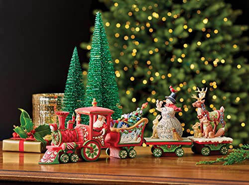 Enesco Jim Shore Heartwood Creek Snowman Figurine on Train Car, 6.7in