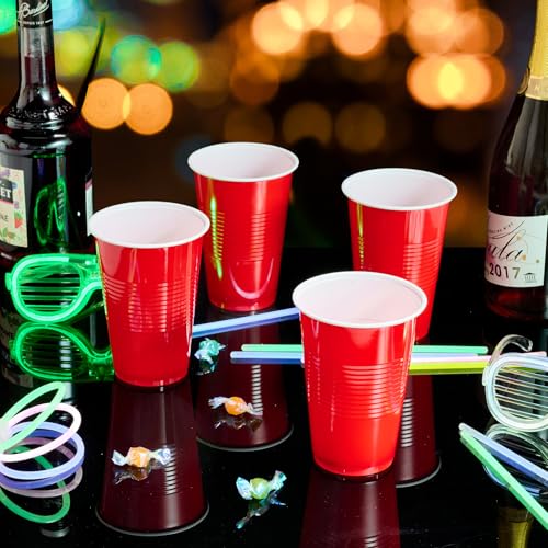 Lilymicky 240 Pack Red Plastic Cups 16 oz Disposable Party Cups - Vibrant & Durable