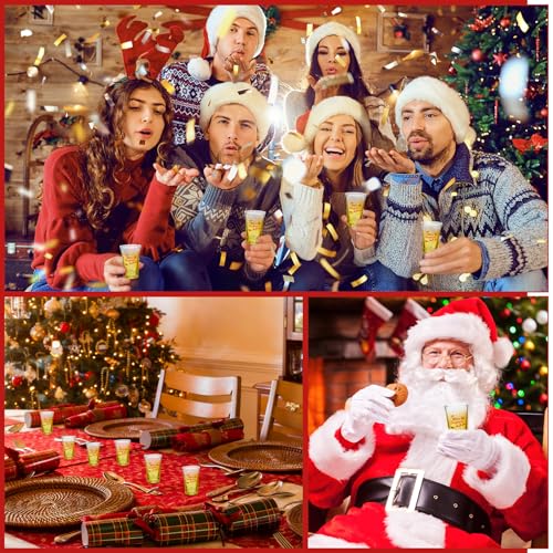 Roshtia 36 Sets Christmas Party Favors Acrylic Shot Glasses 1.2 oz with Bottle Opener Keychains and Greeting Cards