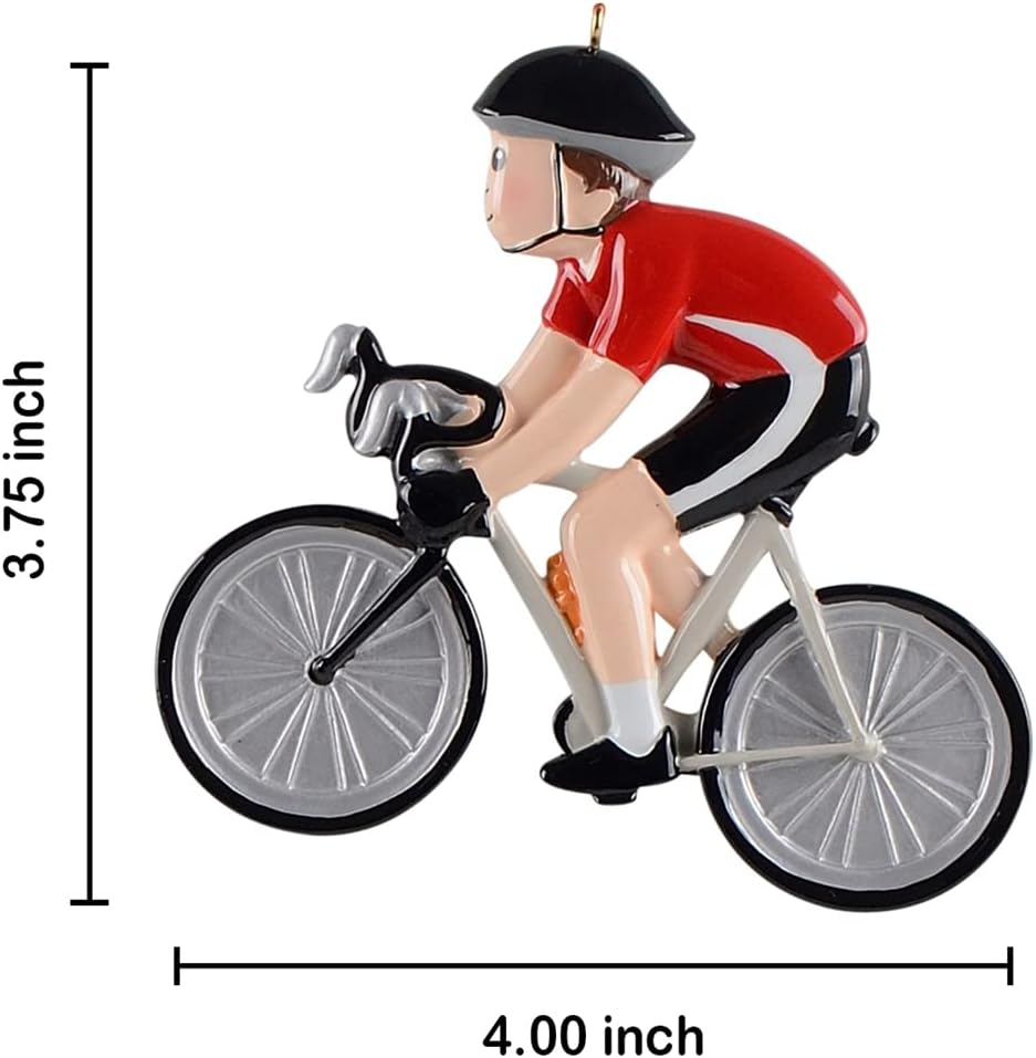 Personalized Bicycle Christmas Ornament - Male Rider Bike Race Figurine Gift