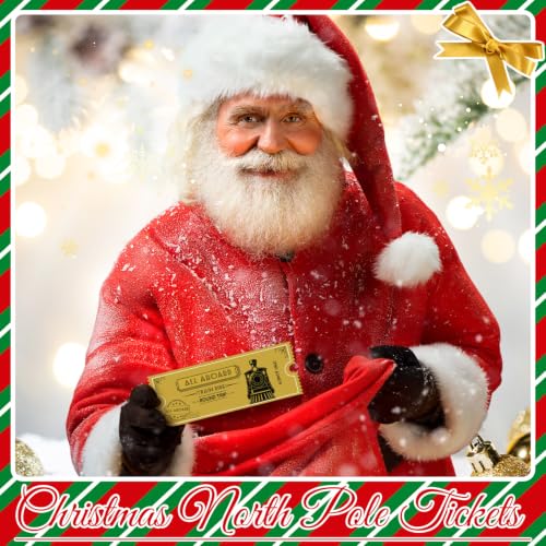 200 Pcs Christmas Express Train Tickets - Gold Party Invites (Gisafai) 7.9x3in