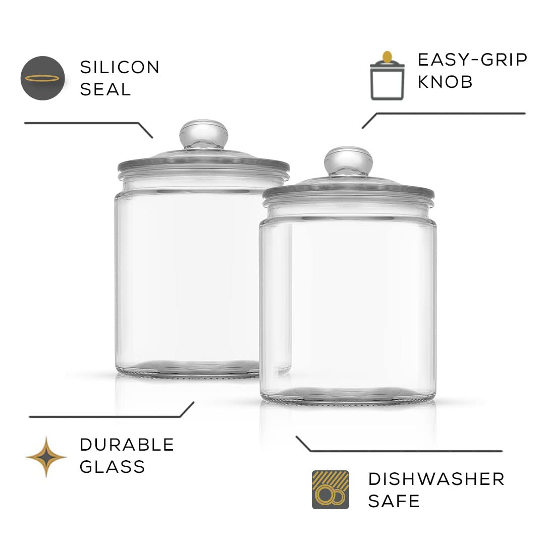 JoyJolt Elegant Cookie Jar. 2 Large Glass Jar With Lid. Jars for Kitchen Counter with Lids, Candy Jar, Decorative Apothecary Canisters, Half Gallon Lid Airtight