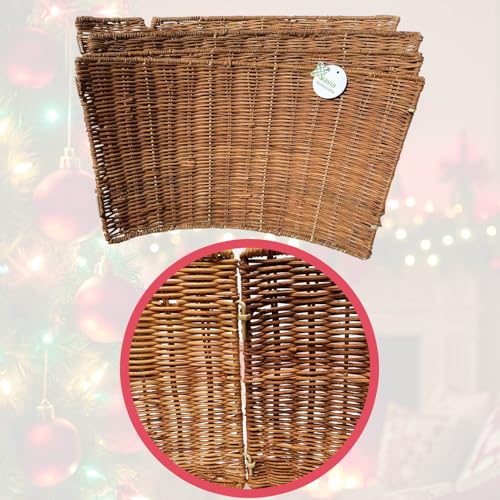 Xavia Handicrafts Woven Rattan Christmas Tree Collar 27 Inch - Rustic Tree Stand Cover