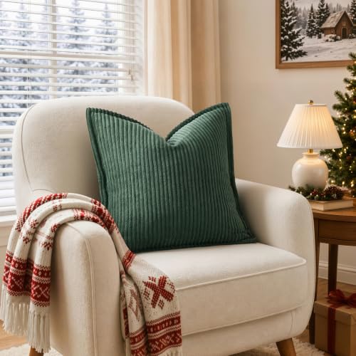 MIULEE Christmas Couch Pillow Covers 20x20 Dark Green Textured
