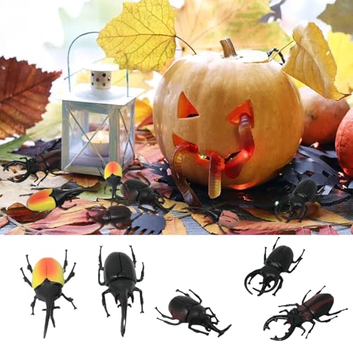 yueton 15PCS Lifelike Simulation Plastic PVC Beetle Halloween Beetle Figurine Beetle Figures Artificial Beetle Bug Decorations Realistic Fake Animal Models Ornaments for Home Party Decorations
