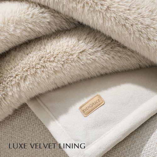 Faux Chinchilla Fur Throw Blanket - 50x60 Inch Birch Mink Plush Comfort