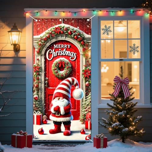 Nuxovilar Cheerful Xmas Door Cover Banner 35x71 Inches Holiday Decor BB00003