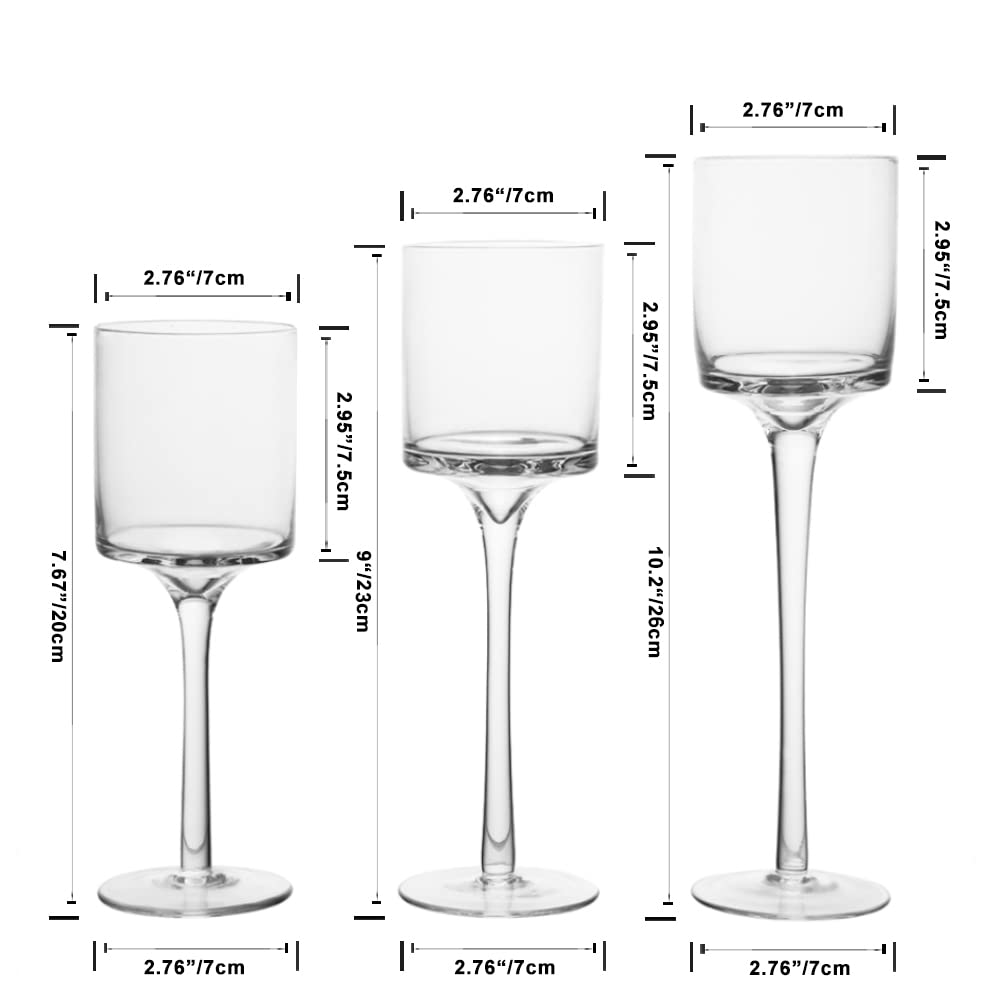2 Sets (6 Pcs) Candlestick & Tealight Candle Holders Tall High Elegant Clear Glass Tealight Holder Suitable for Candles Under 6cm (2.36") in Diameter Fit Home Party Wedding Table Centerpiece Decor