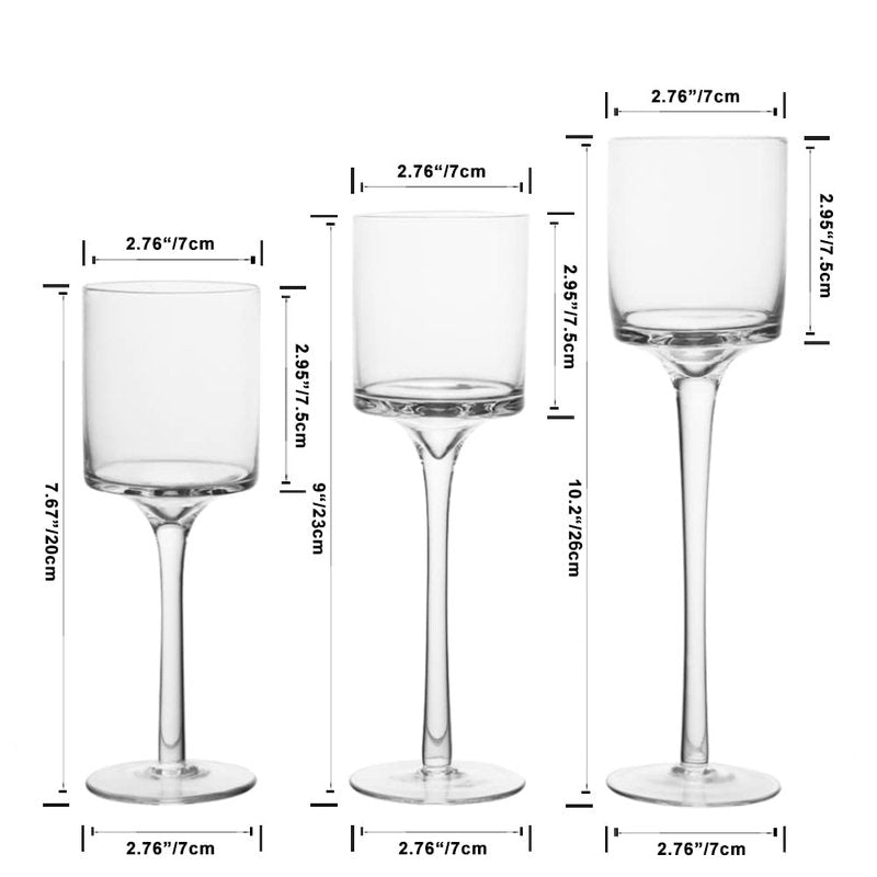 2 Sets (6 Pcs) Candlestick & Tealight Candle Holders Tall High Elegant Clear Glass Tealight Holder Suitable for Candles Under 6cm (2.36") in Diameter Fit Home Party Wedding Table Centerpiece Decor