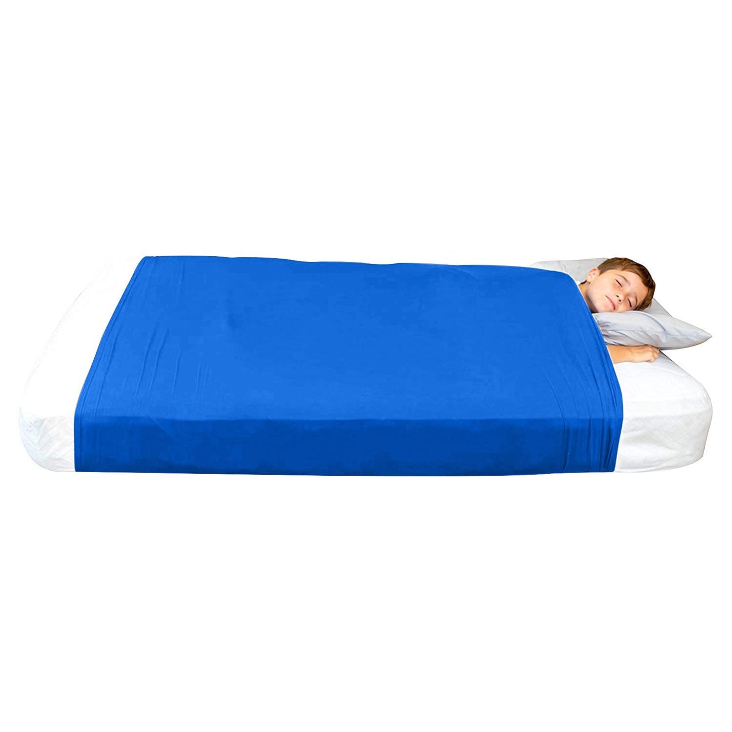 Special Supplies Sensory Bed Sheet for Kids Compression Alternative to Weighted Blankets - Breathable, Stretchy - Cool, Comfortable Sleeping Bedding -Blue (Twin)