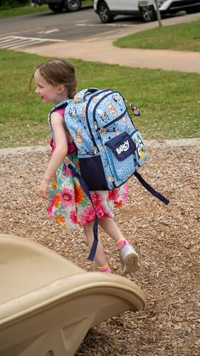 Bluey & Bingo Backpack for Kids - Multi Pocket School Bag with Adjustable Straps - Bluey Variation