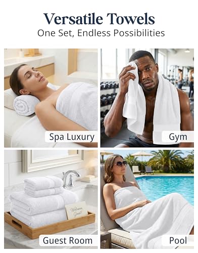 White 16-Piece Cotton Bath Towel Set - Soft Absorbent Hotel Quality
