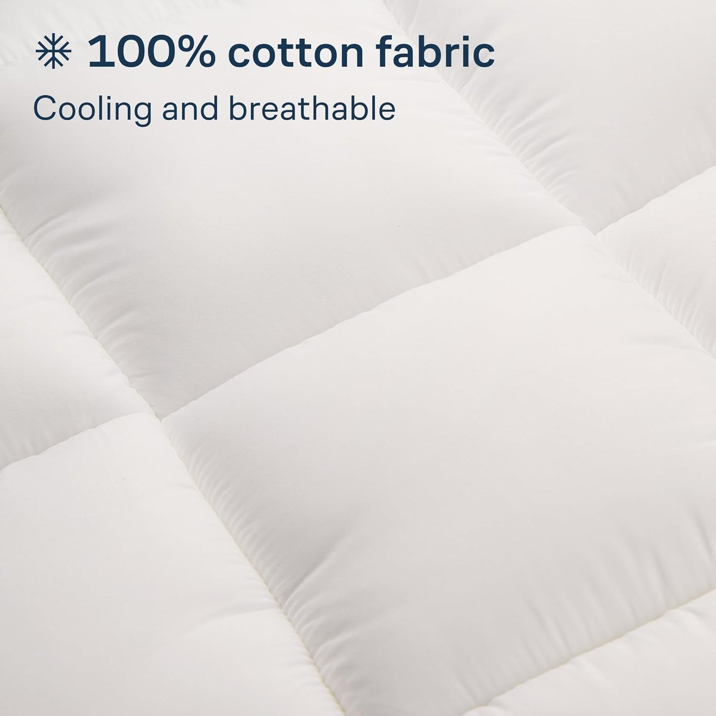Cloud-Like Twin Mattress Topper - 100% Cotton Top Mattress Pad for Back Pain Relief - Breathable & Naturally Cooling for Hot Sleepers