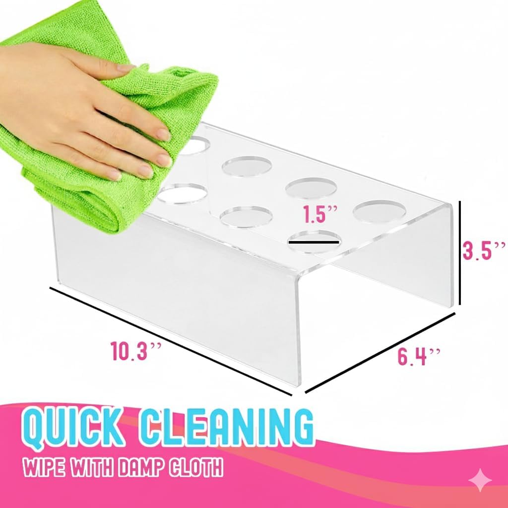 10-Hole Clear Acrylic Ice Cream Cone Holder Stand for Snow Cones, Sushi, & More - Recipe Ebook Included